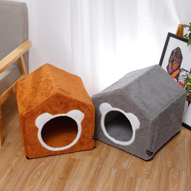 

Furry Cat Bed Foldable Cute Cat Beds Cave Washable House for Small Puppies Teepee Soft Warm Winter Kitty In Door House Cupabear