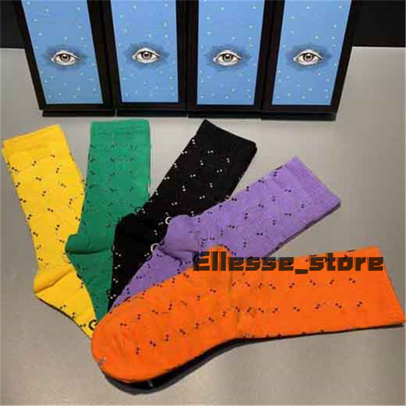 

2021 Designer Mens Womens Socks Five Pair Luxe Sports Winter Mesh Letter Printed Tiger Wolf Head Sock Embroidery Cotton Man Socks With Box, Black
