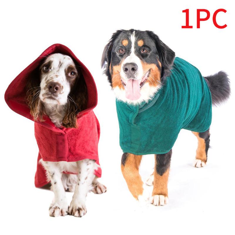 

Bathing Accessories Dog Bathrobe Bath Towel Soft Water Absorbent Microfibre Comfortable Warm Cleaning Coat Fast Drying For Puppy, Red
