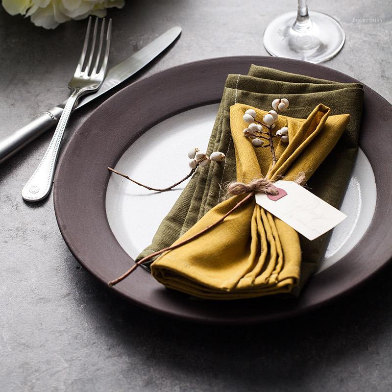 

2pcs/lot 41*41cm Cotton Linen Napkins Wedding Table Napkin Natural Pure Stain Table Cloth Cover Cloth No Fall Hair1