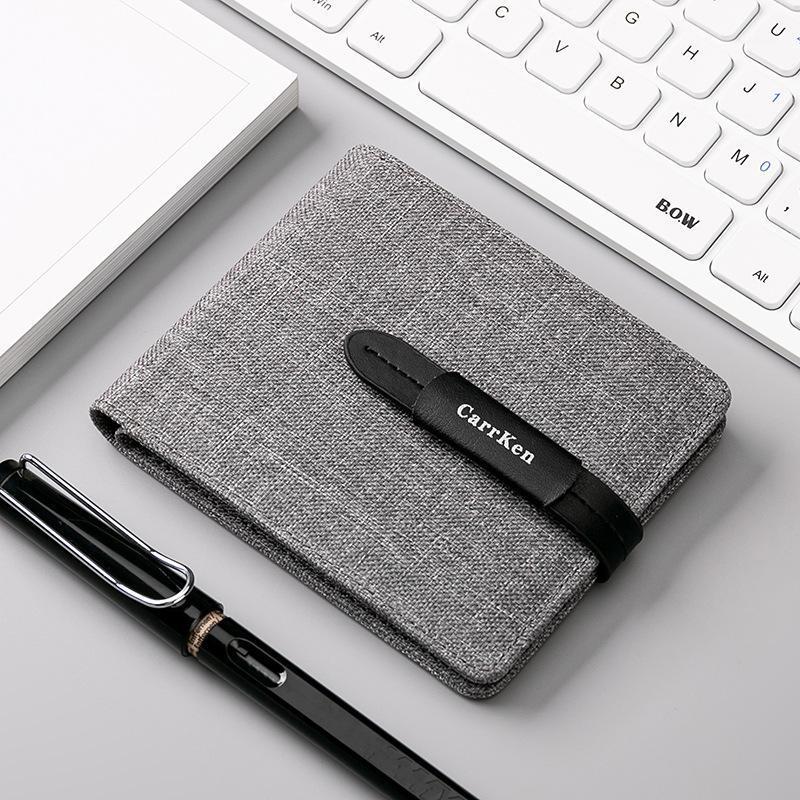 

2021 Fashion Men Slim Wallets Small Nylon Cloth Wallet Three-Fold Men Money Purse Short Male Wallet Card Holder Strap Money Clip1, Short black