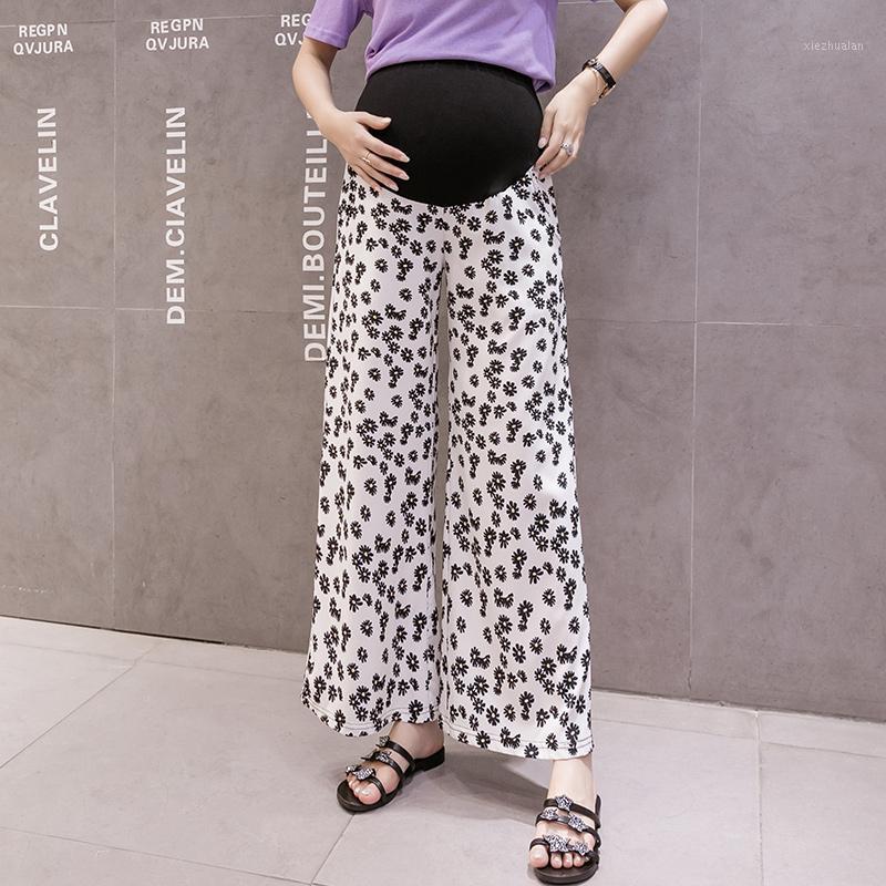 

Small Daisy Ankle-length Pants Wide Leg Boot Cut Pregnancy Pants Thin Summer Style Pregnant Clothes Maternity Clothes 19721, Beige