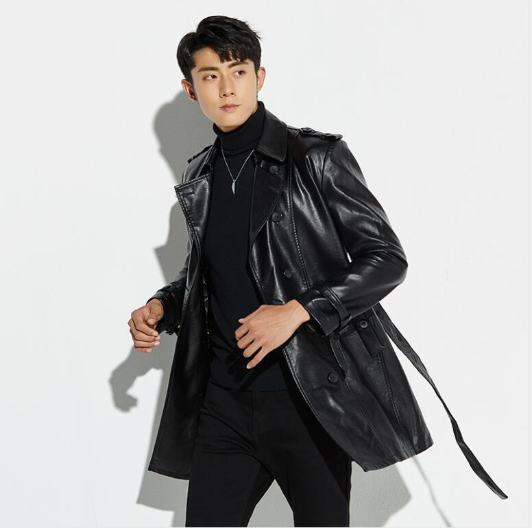 

New plus size 3xl 4xl motorcycle of men long 2020 Autumn leather jacket outerwear male jackets, Black