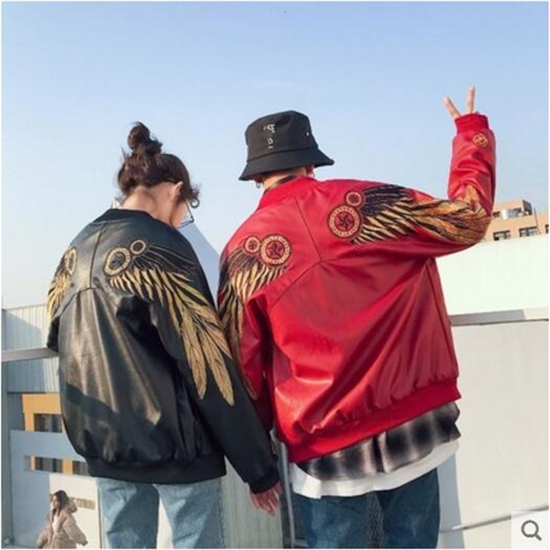 

2021 New Spring of Motorcycle Biker Men Skin Young Baseball Fans Leather Jacket Pilot Suit. DFRZ, Red