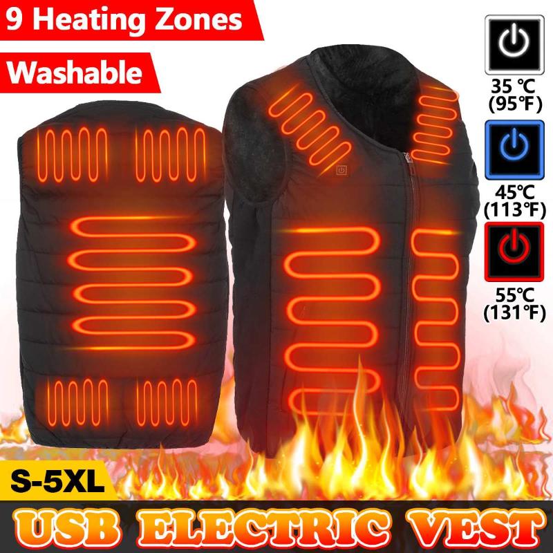 

9 Area Heated Electric Vest 3speed Adjustable Temperature Thicken Heated Jacket USB Self-heating Jacket Ultra Light Thicken Vest, Heated insole