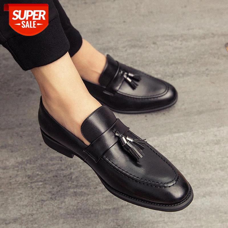 

Men Casual Shoes Breathable Leather Loafers Business Office Shoes For Men Driving Moccasins Comfortable Slip On Tassel Shoe #MZ0X, Black