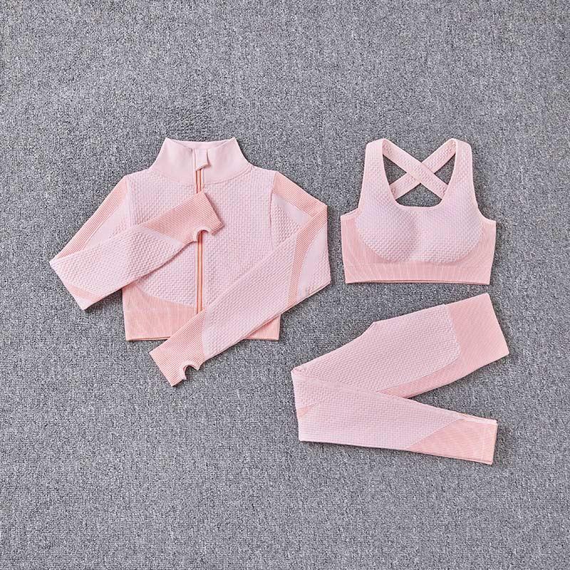 

2 /3 piece women set Yoga Gym Sets Workout Clothes Fitness Running Sportwear Long Sleeve High Waist Leggings lady trackSuits, Green bra