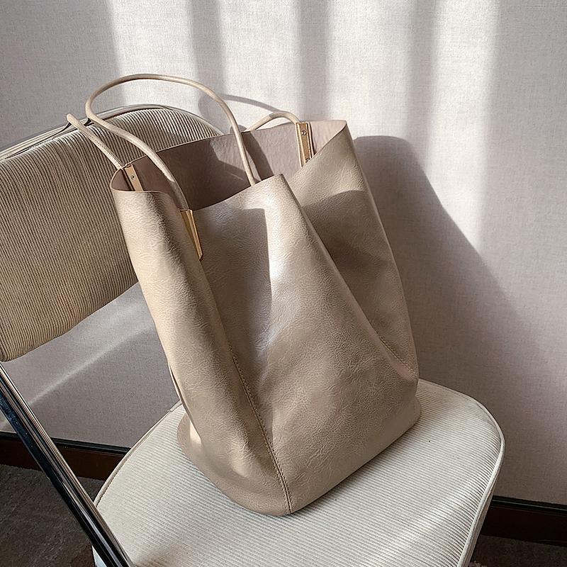 

Vintage Fashion Female Tote Bucket Bag 2021 New Quality PU Leather Women Designer Handbag High capacity Shoulder Messenger Bag, Black