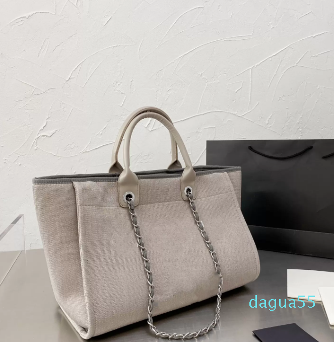 

Women Luxury Handbags Designer Beach Bag French fashion classic leather canvas + Stripes bags, White