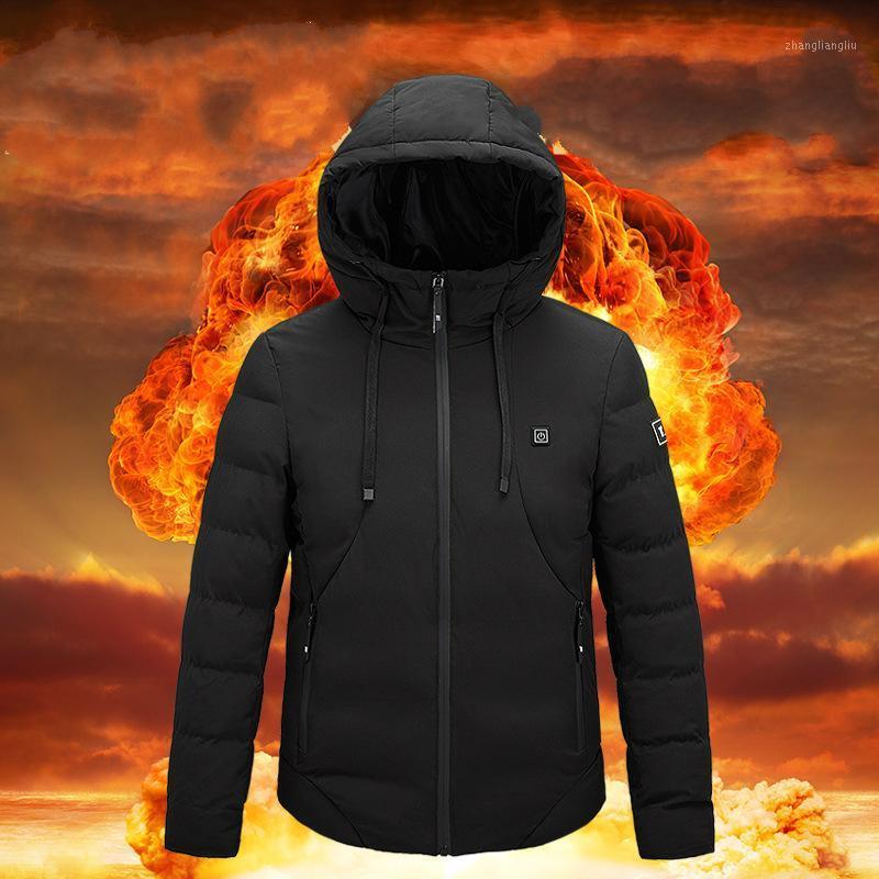 

Electric Heated Jacket Thermal Hooded Jacket Cotton Padded Heating Vest Men Intelligent Temperature Control Heated Coat1, Black