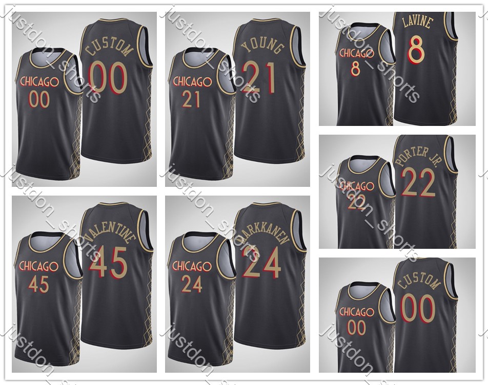

Mens Zach LaVine 8 Michael 23 Markkanen 24 Valentine 45 Young 21 Porter Jr. 22 Hot Press City New Black Edition Basketball Jerseys Shirts Camisetas Sweatpants, Shows