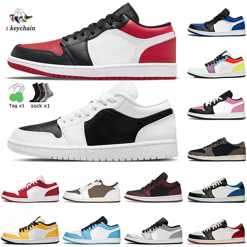 

Jumpman Low 1s Designer Basketball Shoes Jorden 1 For Mens Women sports shoes Sneaker Black Bred Toe Carbon Fiber Smoke Grey UNC Fragment Wolf Grey Sneakers with box, B12