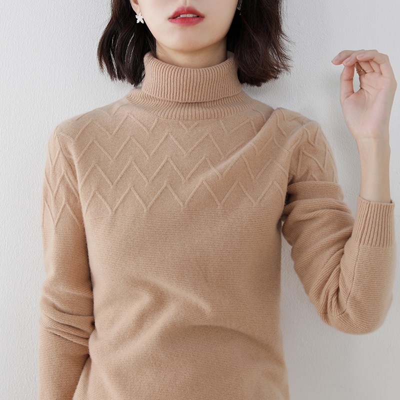 

Hot selling high collar nightgown 100% knitted sweater 2020 winter jumpers 6 colour merino wool, Picture 1