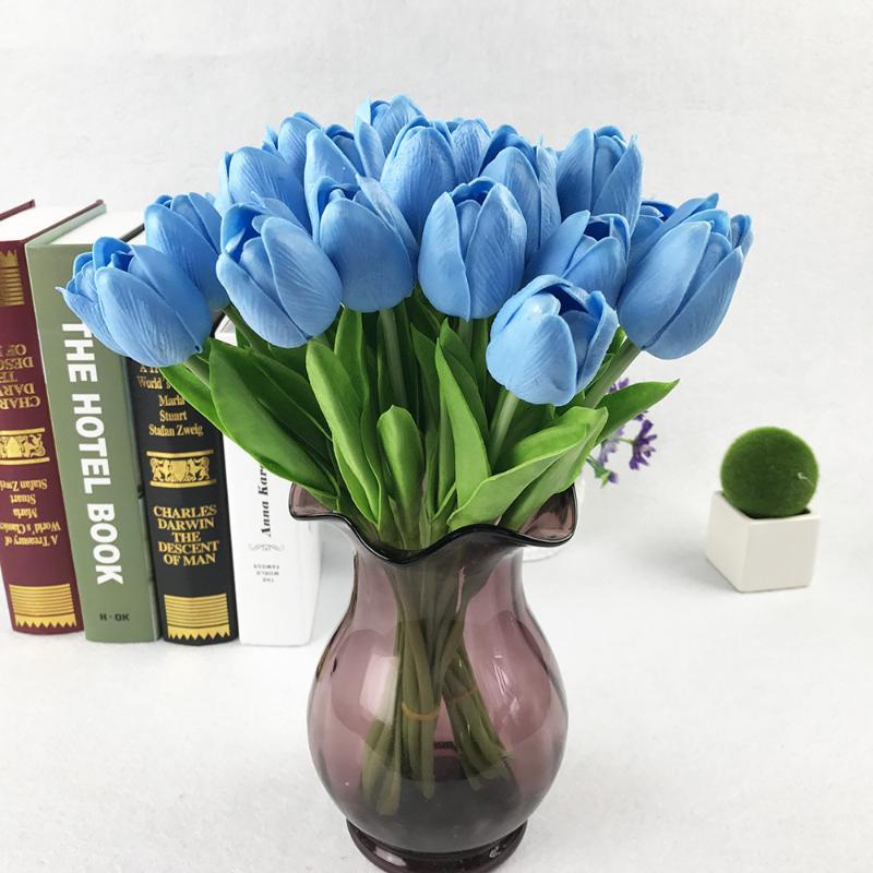 

10pcs Blue Real Touch PU Tulip Artificial Flower Wedding Home Decoration Artificial Bouquet Decorative DIY Flower1, Beige