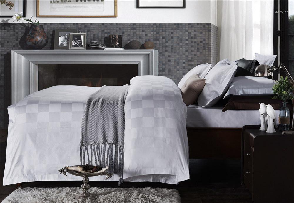 

4 Pieces hotel style white bed sheet set 100% cotton satin bed linen euro double 200cm king 240cm duvet quilt cover bedding sets1
