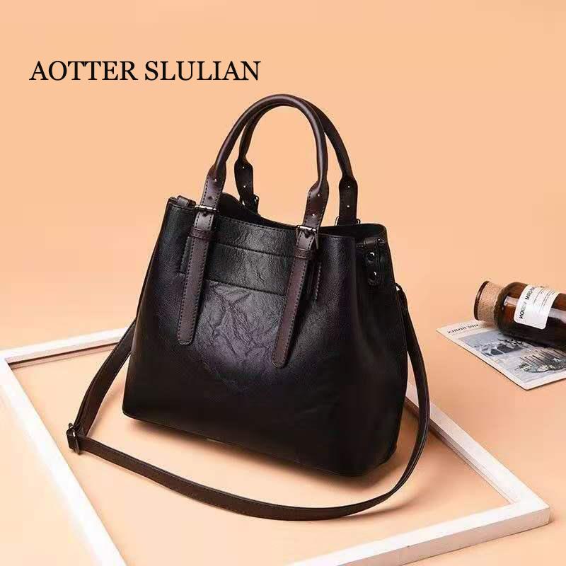 

Women's Bags 2021 New Designer Bags Vintage Luxury Leather Shoulder Designers PU Leather Large Capacity Bag Ladies Handbags, Black
