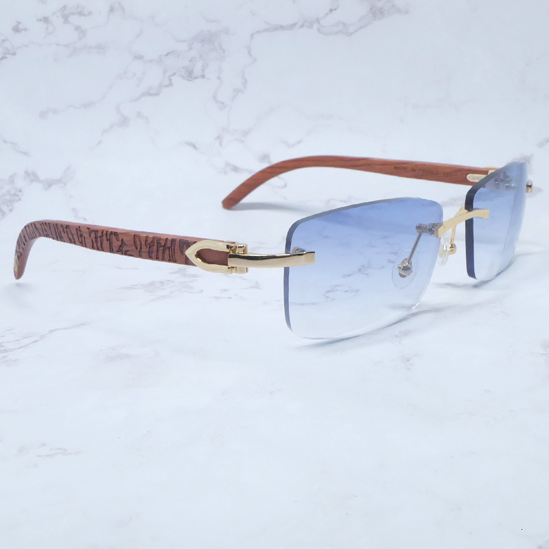 

2021 New Vintage Rimless Sunglasses Wood Sunglass Men Luxury Eyewear Buffs Eyeglasses for Driving Traveling Accessories Shades Ick8