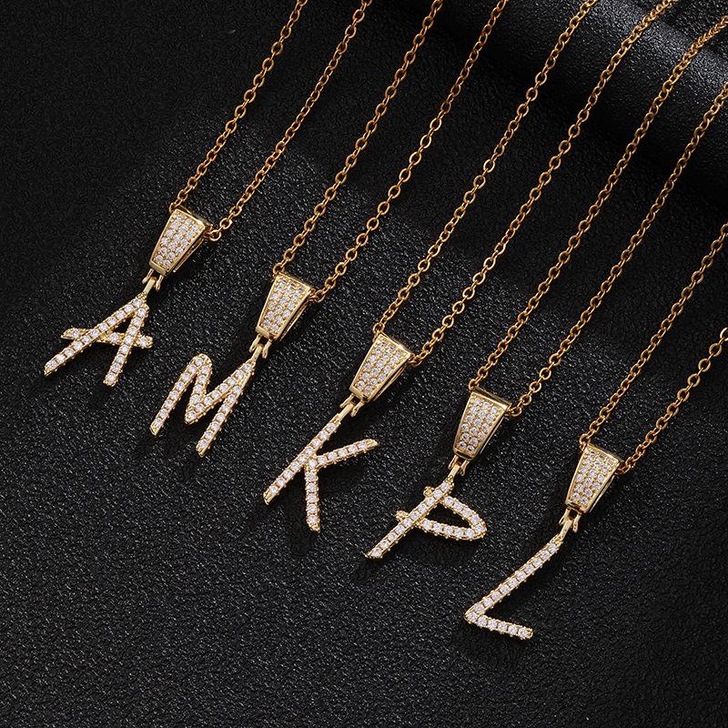 

Pendant Necklaces Emmaya Letters Chain Pendants Women's Zircon Hip Hop Jewelry With Gold Tennis Party Wedding Gift