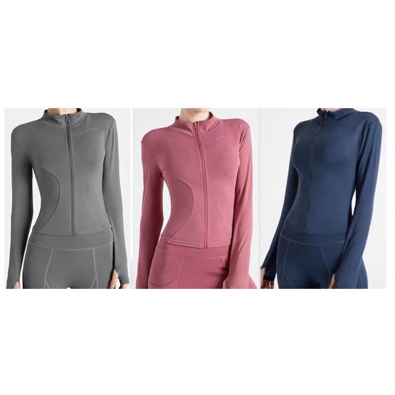 

Female sports Autumn and winter fitness suit casual turtleneck racing tight yoga jacket CAQV, Black