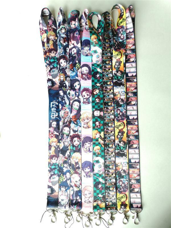 

New 10pcs/20pcs/30pcs/50pcs/100pcs anime Kimetsu no Yaiba lanyard Neck Strap Lanyard Mobile Phone Key Chain ID Badge Key Chain1