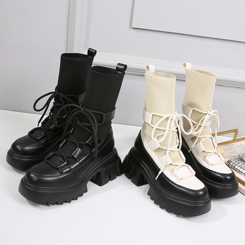 

2021 New Large Size Plus Female Fat Martin Boots British Wind Deep Autumn and Winter Boots. Lq0u, Black