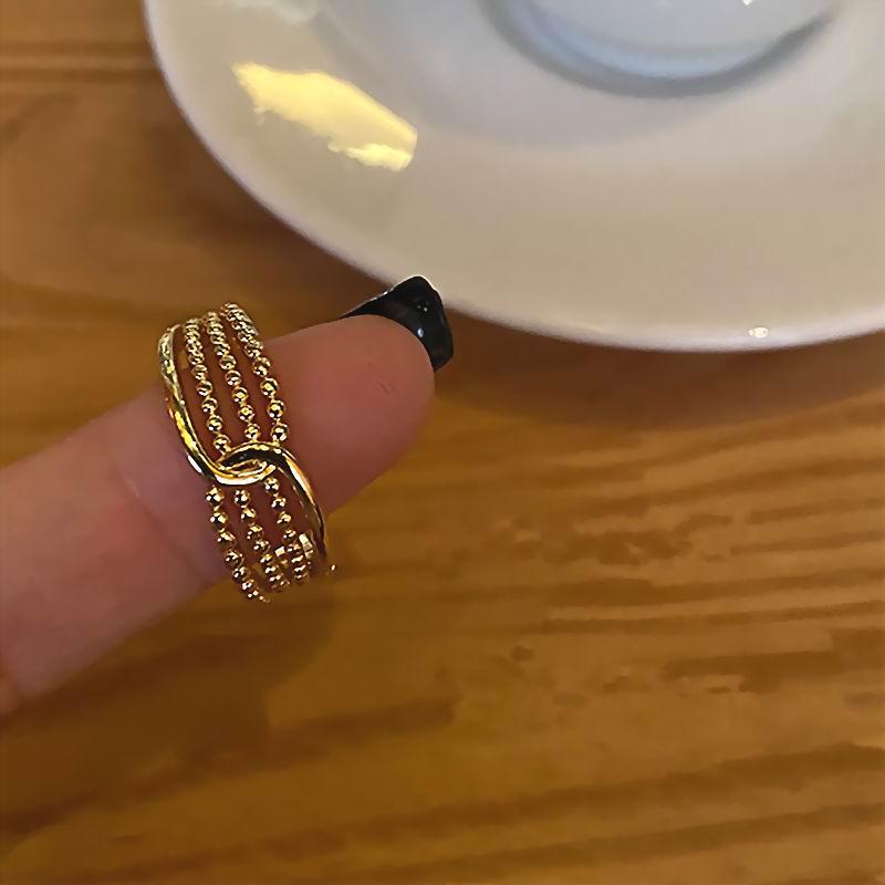 

Fashion Metal Beads Knot Rings For Women 2020 New Jewelry Statement Open Ring Adjustable Bijoux
