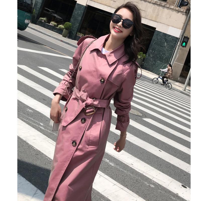 

2021 British Style Victorian Trench Coat Waterproof Chameleon Cotton Long Femme Double-Breasted Lady Duster Coat Blue Pink, Gray-blue 122