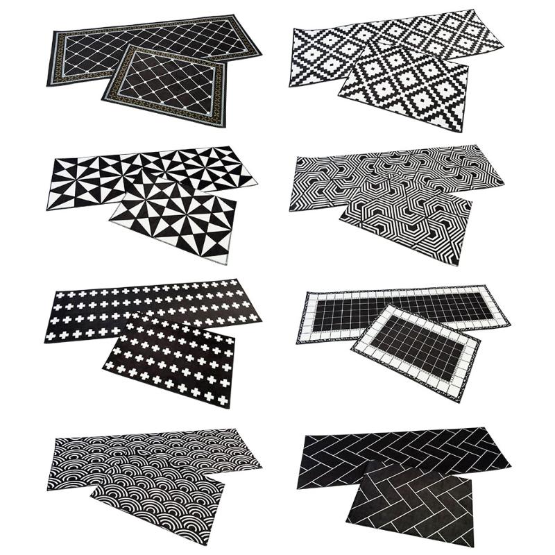 

Floor Doormat Entrance 2Pcs/lot Kitchen Mat Home Mat Bath Carpet Tapete Absorbent Bedroom Floor Geometric Pattern Mats Rug