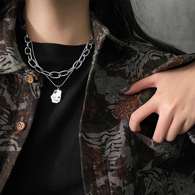 

2 Stks/set Vrouwen Mode Metalen Ketting Geometrische Onregelmatige Hanger Ketting Vintage Goud Zilver Kleur Sieraden