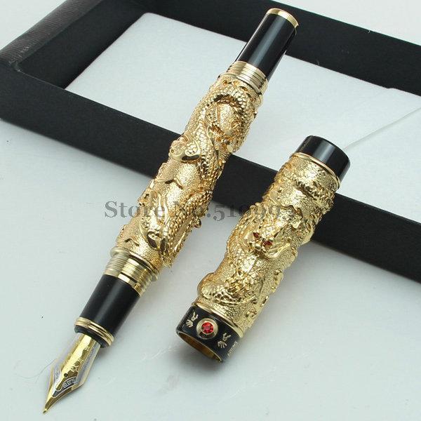 

Office supplies canetas JINHAO brand Golden Dragons fountain pen boligrafos kawaii stationery canetas inking pens for writing1, Red
