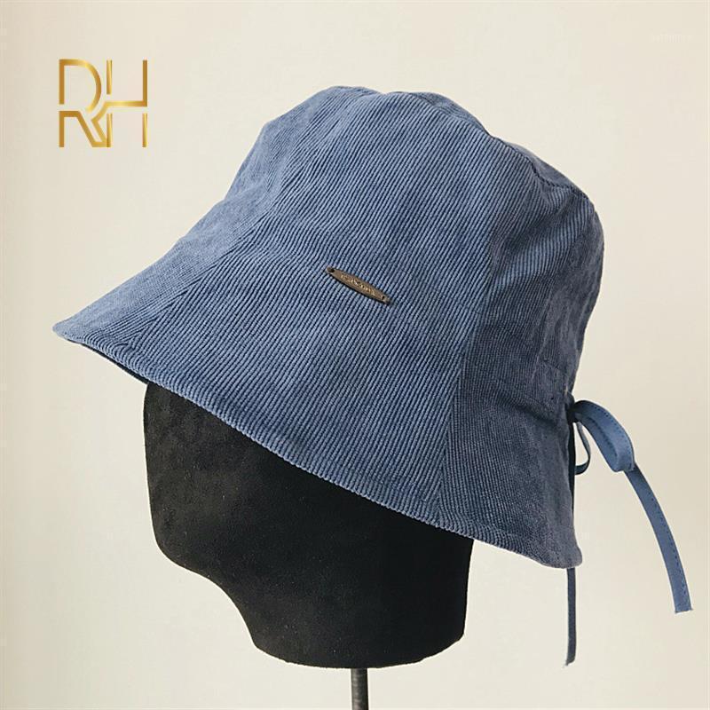 

New Corduroy Bucket Hat Women Panama Winter Autumn Warm Solid Streetwear Fold Travel Sun Cap Adjustable Visor Vintage Flat Hat1, Blue