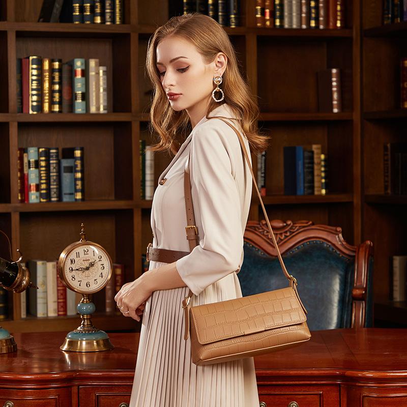 

2021 luxury designer handbag High quality simple alligator lady Shoulder Messenger Bag Solid women's bag purses and handbags, Black