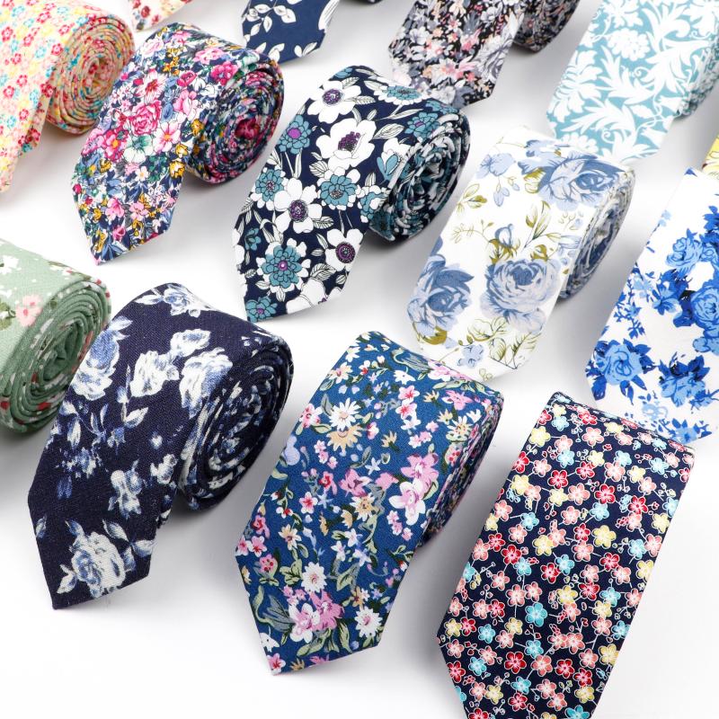 

Neck Ties Fancy Printed Floral NeckTies For Men Women Wedding Party Casual Afternoon 100% Cotton Slim Tie Handmade Gravata Suit Collar