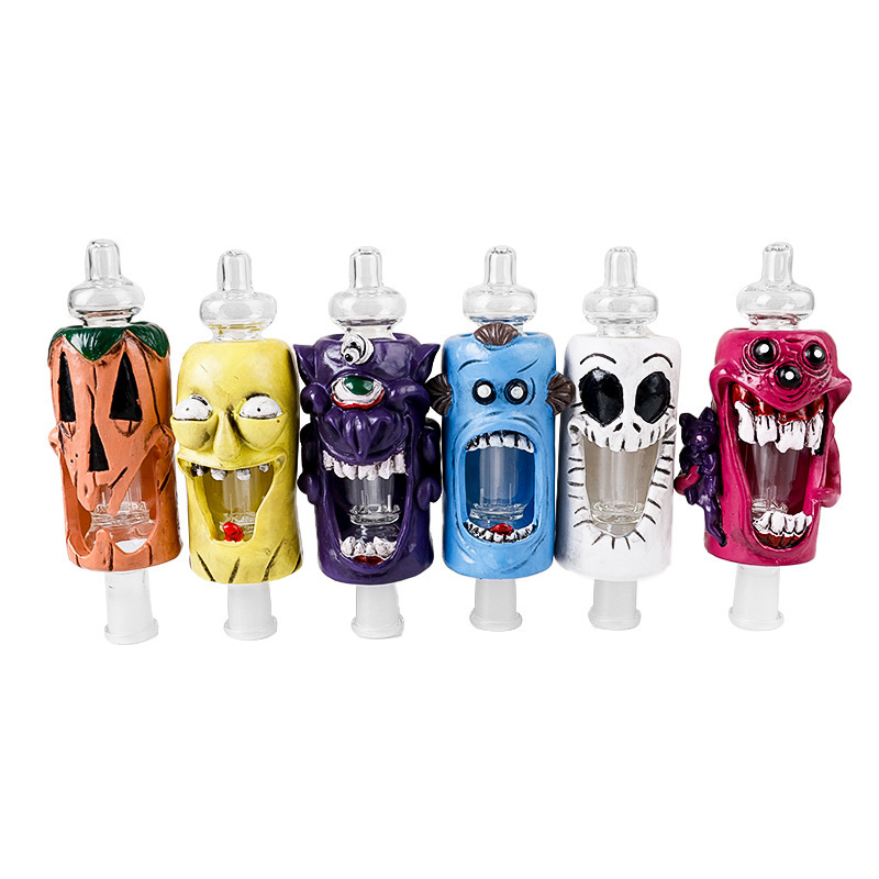 

Monster glass nector collector cigarette set cartoon resin pipe silicone wax container jars titanium nail kit