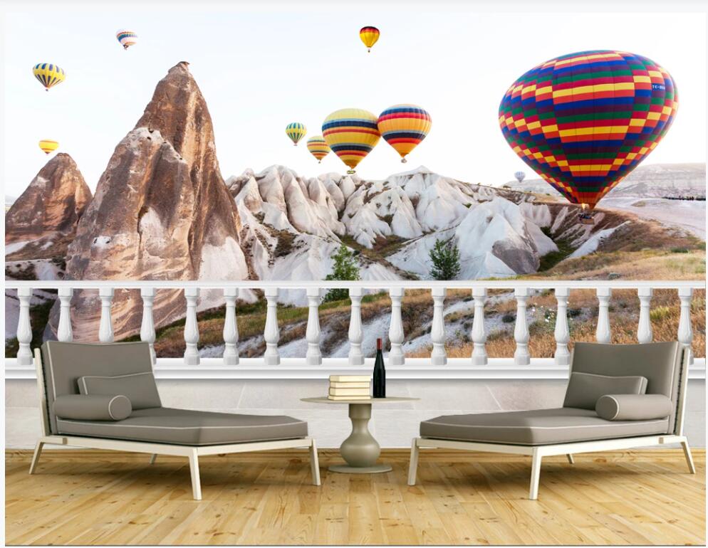 

3d wallpaper custom photo Colorful mountains sunset hot air balloon forest landscape living room 3d wall murals wallpaper for walls 3 d, Non-woven wallpaper