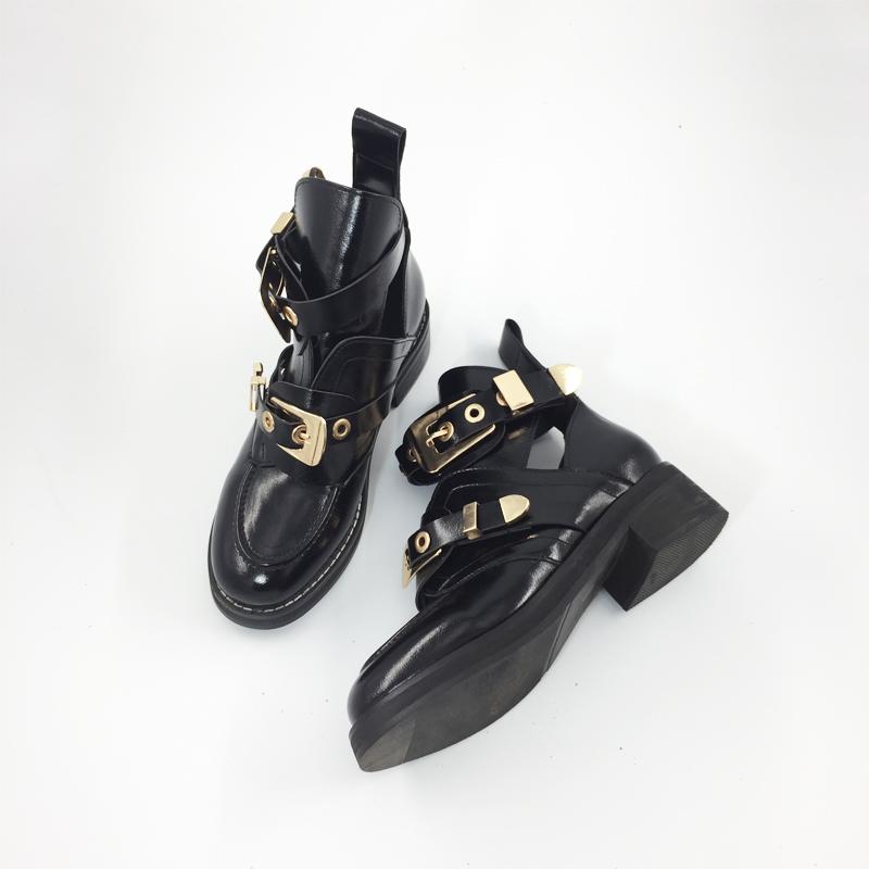 

Scarpe Donna 2020 Women Shoes Black Ankle Platform Motorcycle Boots Metal Round Toe Ladies Shoes Woman Bota Feminina, As pics