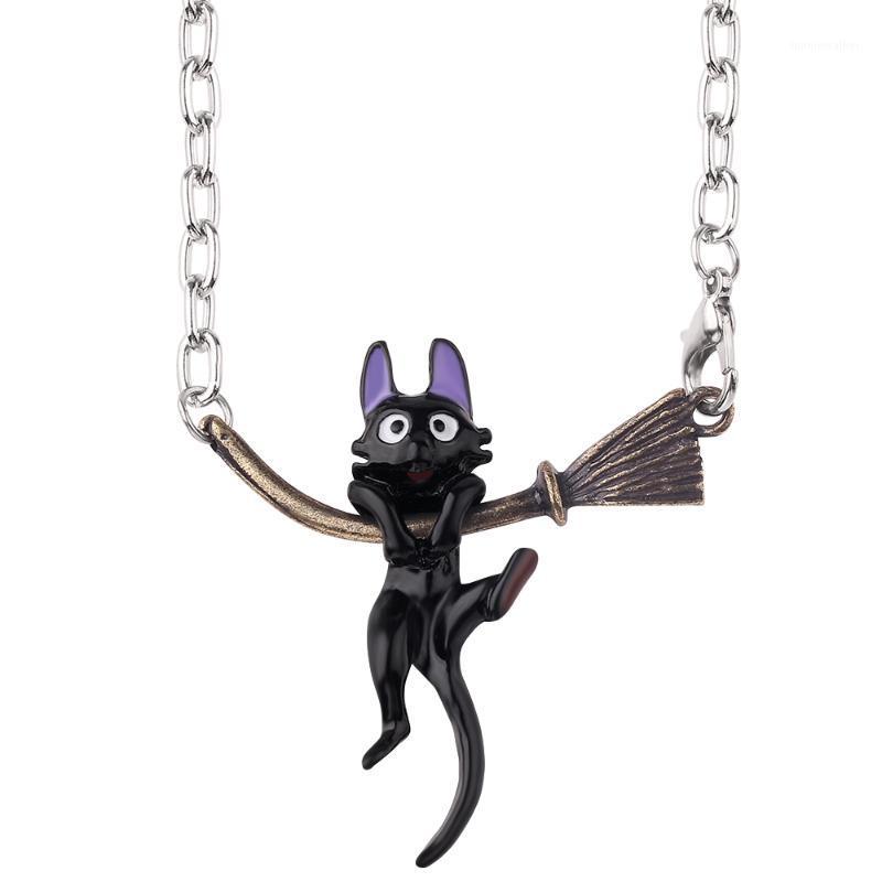 

Pendant Necklaces Cute Anime Cat With Magic Broom Necklace Cartoon Movie Kiki's Delivery Service Exquisite Jewelry Gifts For Kids1