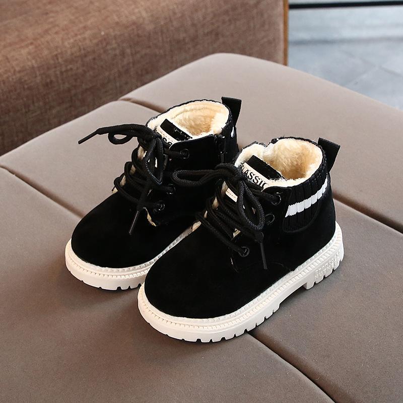 

2020 New Fashion Children Shoe Boots For Baby Boy Kids Shoes For Little Girl Warm Plush Winter Boots1 2 3 4 5 6 Year Old, Black