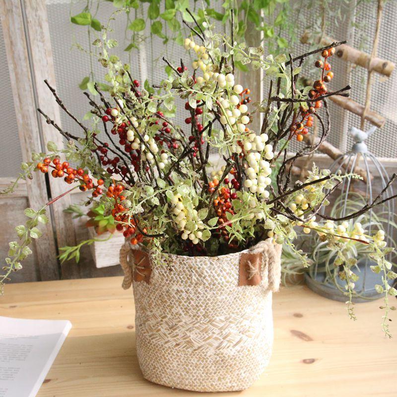 

1Pcs Artificial Dried Flowers Bean Branch Berry Christmas Red Home Decoration Wedding Wall Fake Flowers Decorative1, Orange