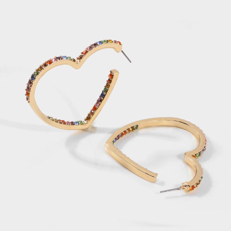 

Popular Jewelry Heart-Shaped Zircon Colorful Women's Earrings Jewelry Girlfriend Dance Gift Korean Style Earring for Women