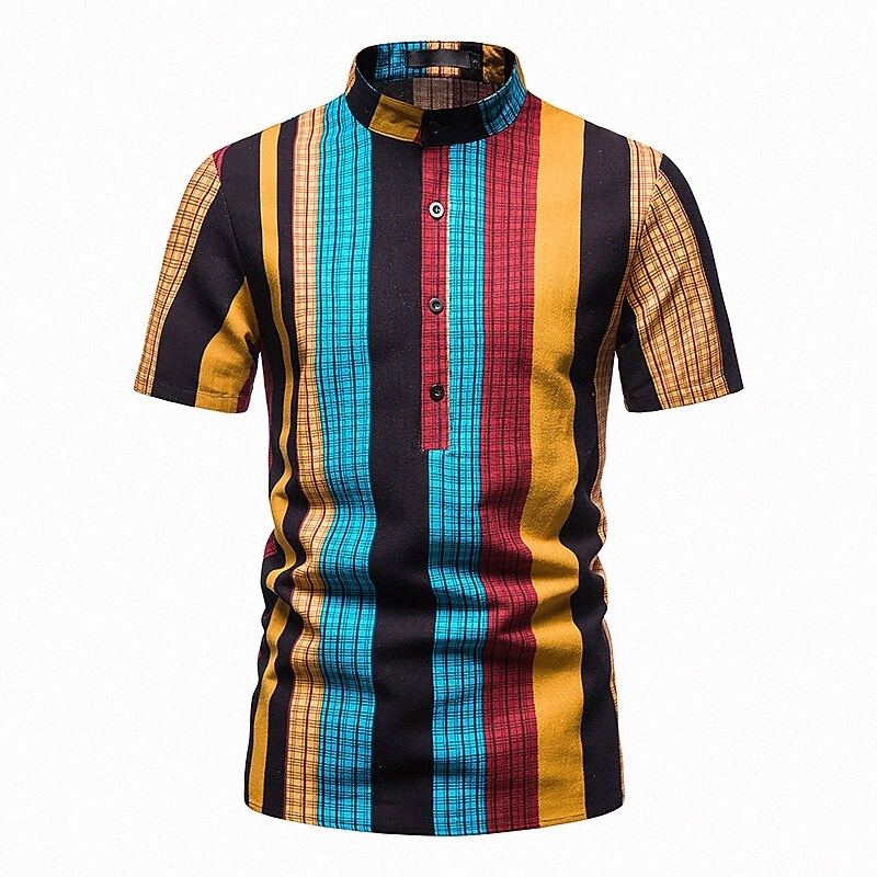 T-shirt pour hommes Autres impressions à rayures collier debout Daily Sleeve Sleeve Tops Bleu 88qw #