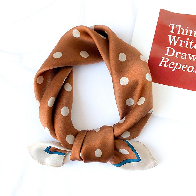 

Scarves Fashion 2021 Brand 100% Pure Silk Scarf Dot Women Neck Hair Foulard Square Headband Neckerchief Hijab