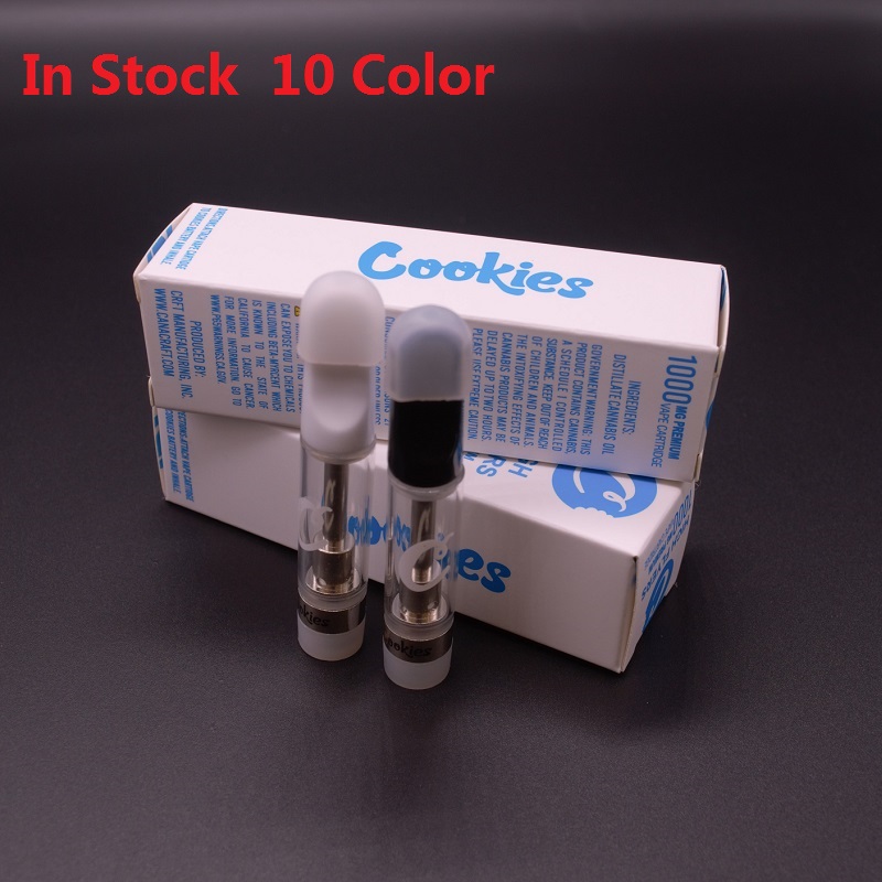 

Cookies atomizer Carts High Vape Cartridges Push Packing 1.0ml Empty Glass Tank 510