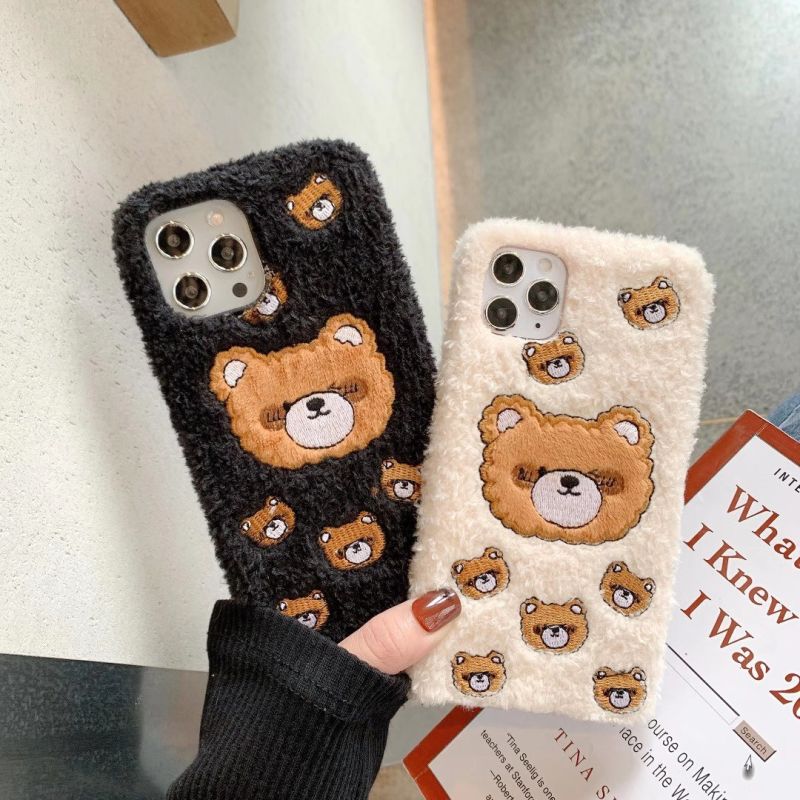 

Cute Bear Plush Phone Case for iPhone 12 Mini 11 Pro Max XR Xs MAX X 7 8 Plus SE 2020 Soft Cover