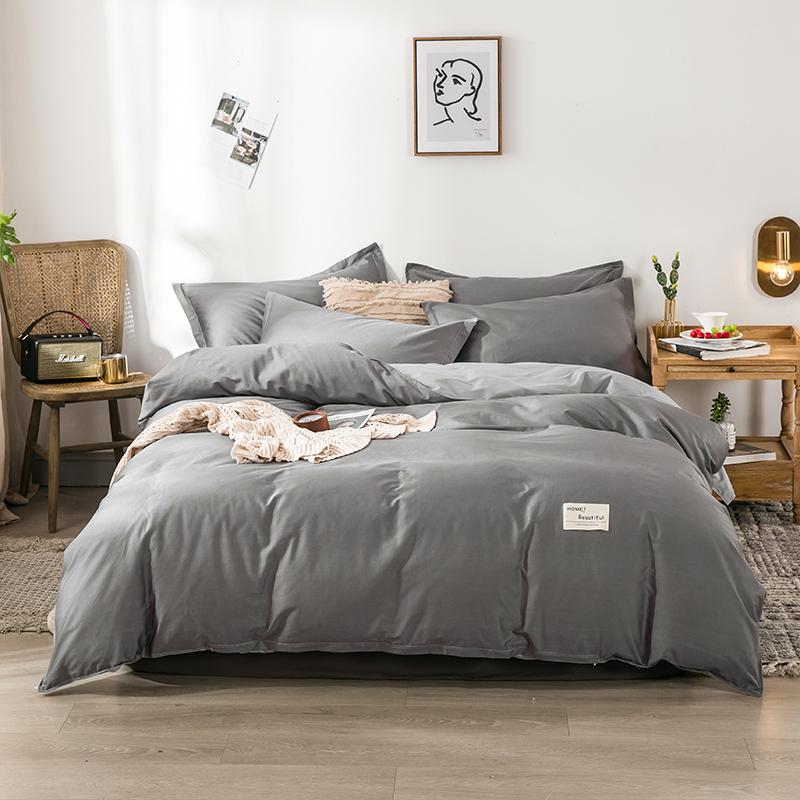 

Pure Color Bedding Sets Cotton  Full Queen Double Duvet Cover Sets Luxury Fashion Flat Sheet Pillow Cases Gray Bedclothes, Style6