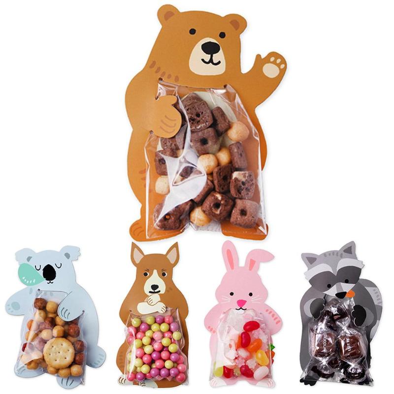 

10pcs/lot Cute Animal Bear Koala Candy Bags Greeting Cards Cookie Bags Gift Baby Shower Birthday Party Decoration