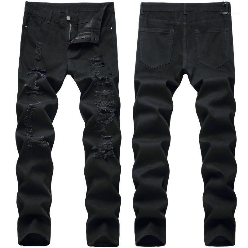 

2020 New Black Jeans Hole Jeans Fashion Denim Pants Hip Hop Streetwear Straight Distressed Men's High Street Vintage Men1