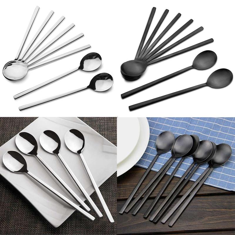

8 Pieces Stainless Steel Spoons,Soup Spoons,Long Handle Asian Soup Spoons,Rice Spoon,Dinner Spoons,Table Spoon