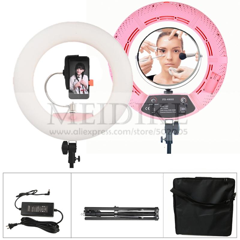 

Yidoblo LED Ring lamp FS-480II Bio-color adjustable beauty salon makeup 48W 240 LEDS Ring Light LED Lamp+ 2M standing + Bag Kit