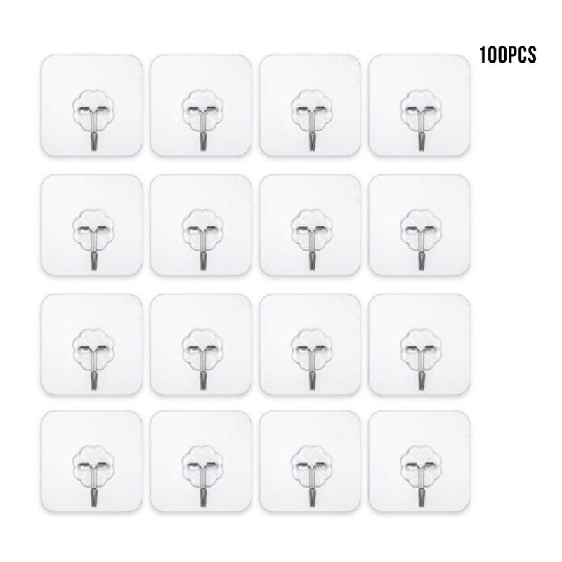

100 Pcs/Set Strong Adhesive Hooks Wall Door Sticky Hanger Holder Kitchen Bathroom Waterproof Sucker Hook Seamless Adhesive Hook